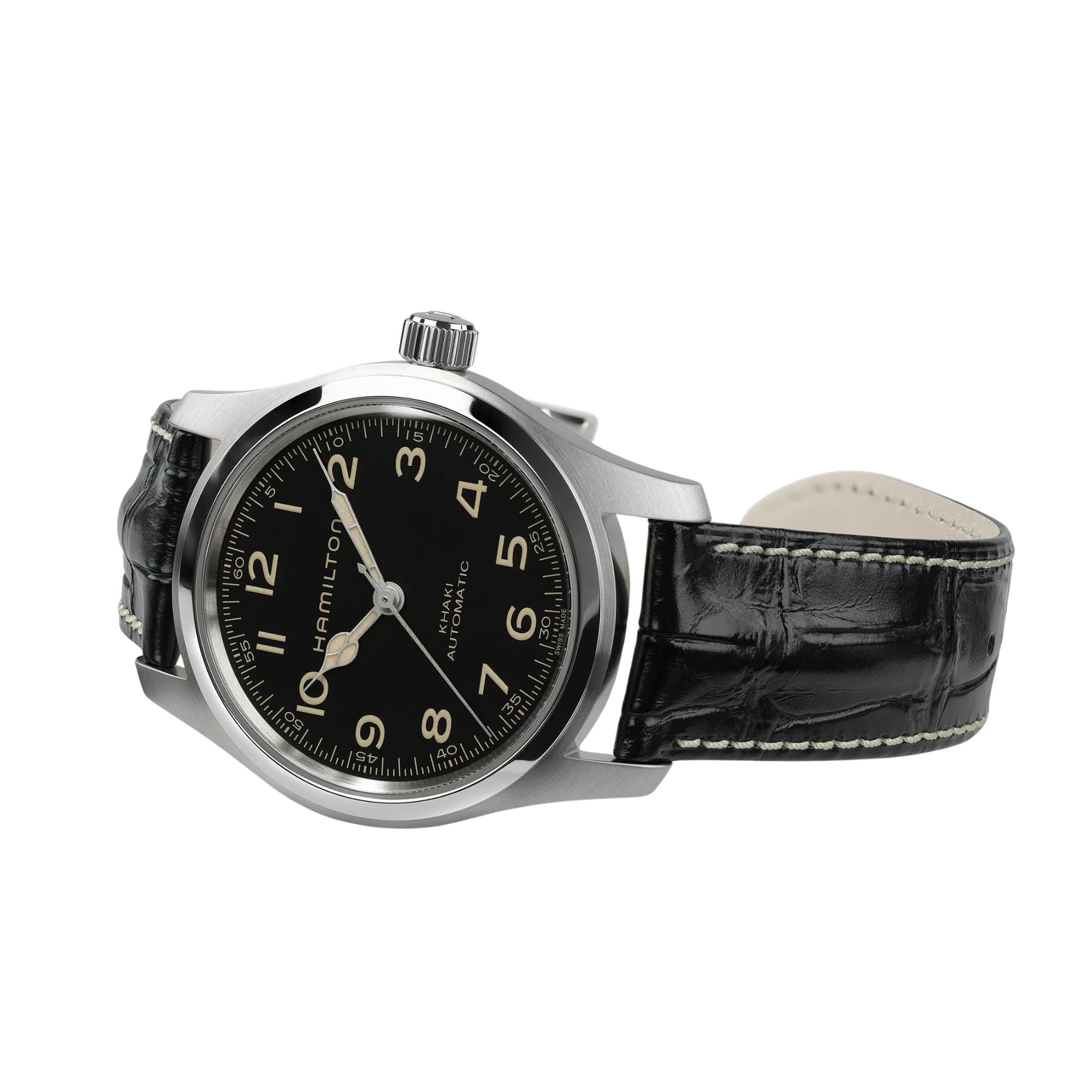 Hamilton Khaki Field Murph Special Edition Watch with black dial, black leather and steel straps, 42 mm
