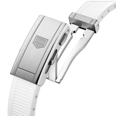 TAG Heuer Aquaracer Professional 300 Automatic Date Watch with Diamond Indexes, Blue Dial, and White Rubber Strap, 36 mm