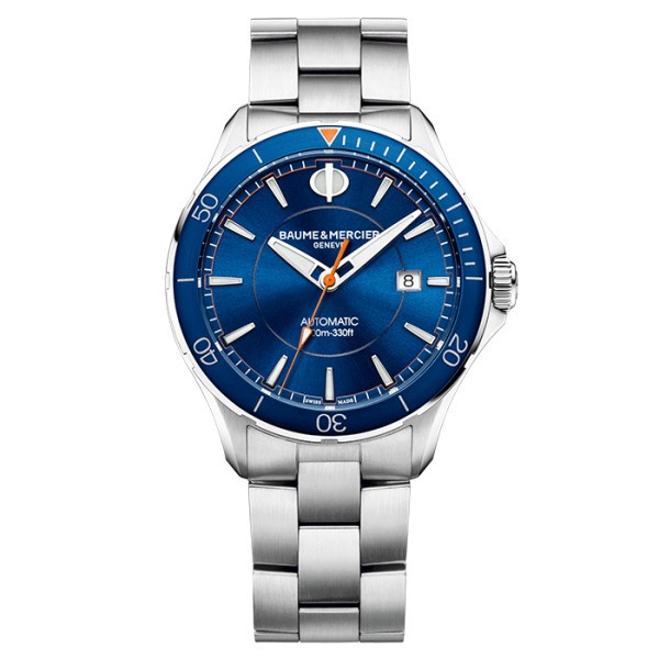 Montre Baume et Mercier Clifton Club automatique cadran bleu bracelet acier 42 mm