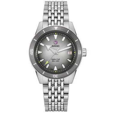 Montre Rado Captain Cook High Tech Ceramic x Tennis Limited Edition auto cadran argenté 3 bracelets tissu NATO et 1 acier 39 mm