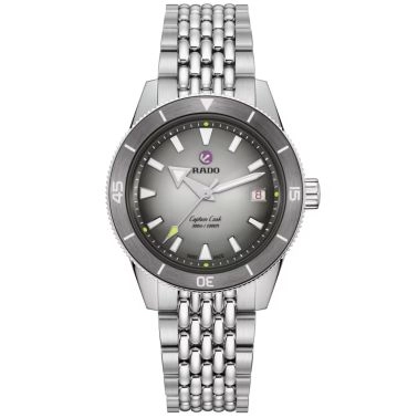 Rado Captain Cook High Tech Ceramic x Tennis Limited Edition watch with gray dial, 3 NATO fabric straps, and 1 steel strap, 39 m