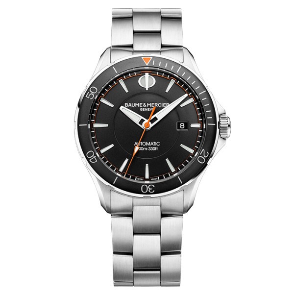 Montre Baume et Mercier Clifton Club automatique cadran noir bracelet acier 42 mm