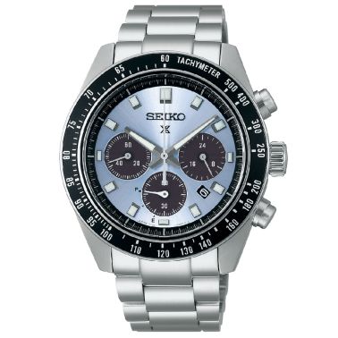 Montre Seiko Prospex Chronographe quartz solaire cadran bleu bracelet acier 41 mm