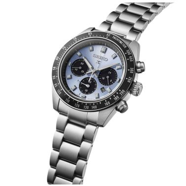 Montre Seiko Prospex Chronographe quartz solaire cadran bleu bracelet acier 41 mm