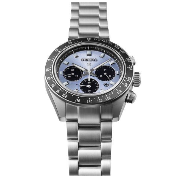 Montre Seiko Prospex Chronographe quartz solaire cadran bleu bracelet acier 41 mm