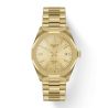 Montre Tissot T-Classic PRC 100 Solar quartz solaire PVD or jaune cadran champagne glacier bracelet acier 34 mm