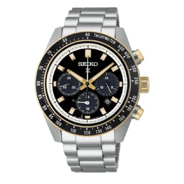 Seiko Prospex Solar Quartz Chronograph Watch with Black Dial and 41 mm Steel Bracelet