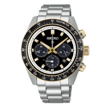 Seiko Prospex Solar Quartz Chronograph Watch with Black Dial and 41 mm Steel Bracelet