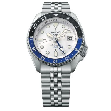 Montre Seiko 5 SKX Sports GMT automatique cadran blanc bracelet acier 42,5 mm