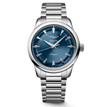 Longines Conquest Heritage automatic watch blue dial steel bracelet 38 mm