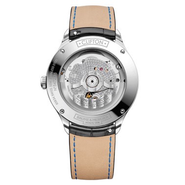 Montre Baume et Mercier Clifton Baumatic COSC cadran blanc bracelet cuir alligator noir 40 mm 10518