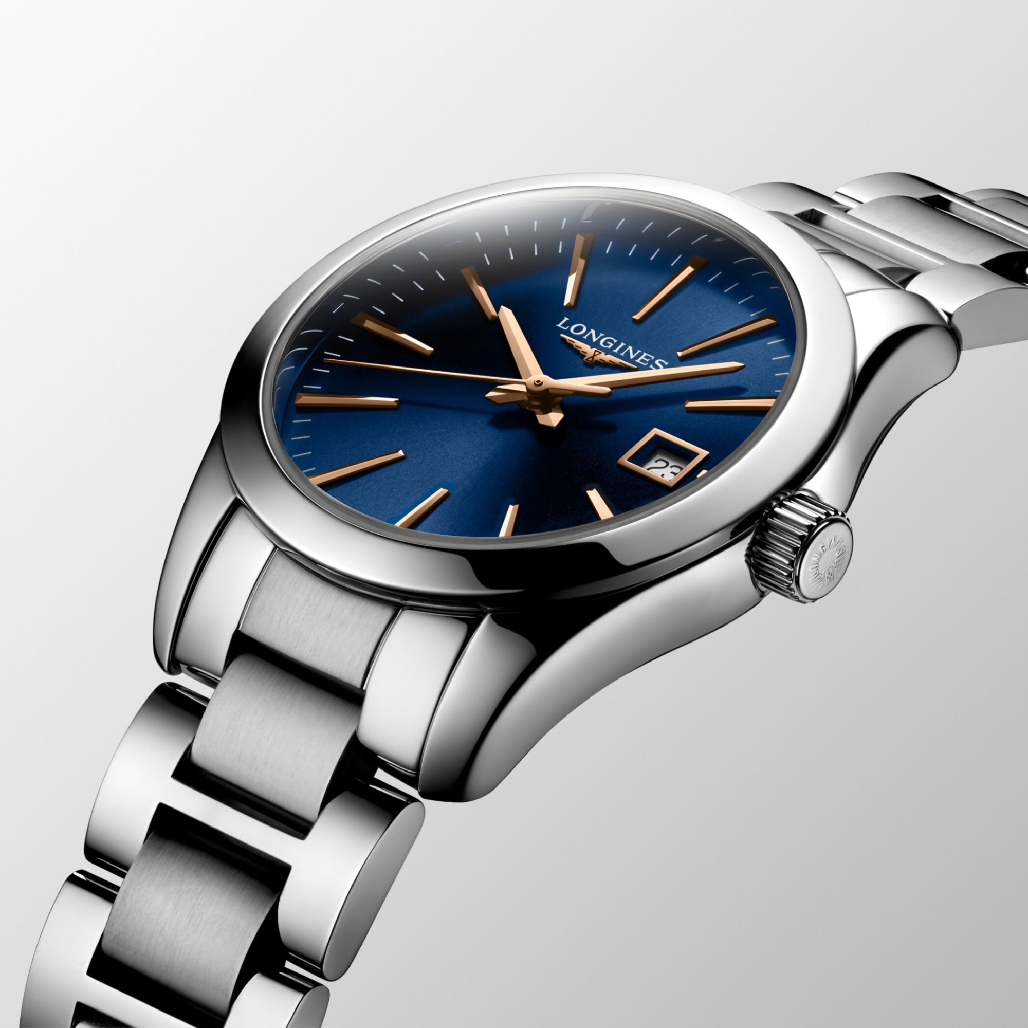 Montre Longines Conquest quartz cadran bleu bracelet acier 29,5 mm