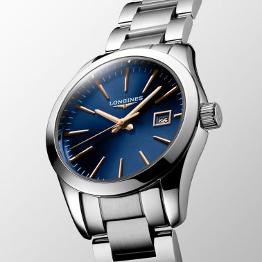 Montre Longines Conquest quartz cadran bleu bracelet acier 29,5 mm