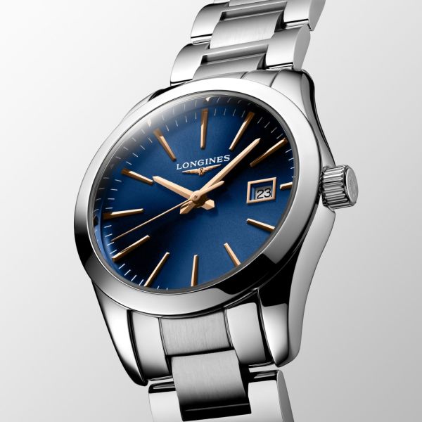 Montre Longines Conquest quartz cadran bleu bracelet acier 29,5 mm