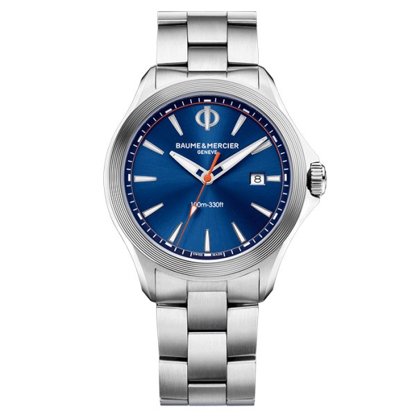 Montre Baume et Mercier Clifton Club quartz cadran bleu bracelet acier 42 mm 10413