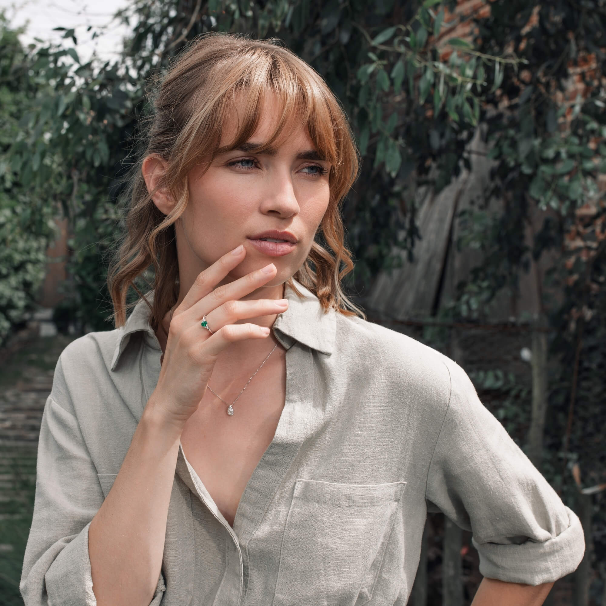 Collier Lepage Marceau en or jaune et diamant taille poire