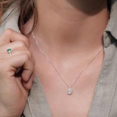 Lepage Marceau necklace in yellow gold and pear cut diamonds