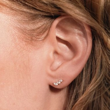 Lepage Suzon earrings in yellow gold and navette cut diamonds