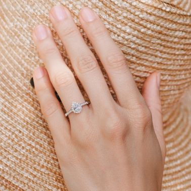 Solitaire Lepage Marcel en or blanc et saphir taille poire