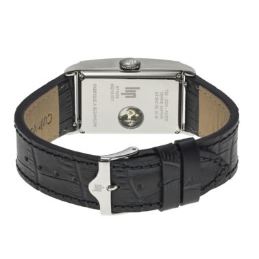 Montre Lip Churchill T26 automatique cadran blanc bracelet cuir bleu 46 x 26 mm