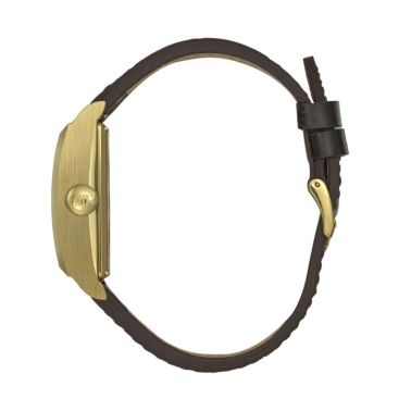 Montre Lip Churchill T26 automatique cadran argenté bracelet cuir marron 46 x 26 mm