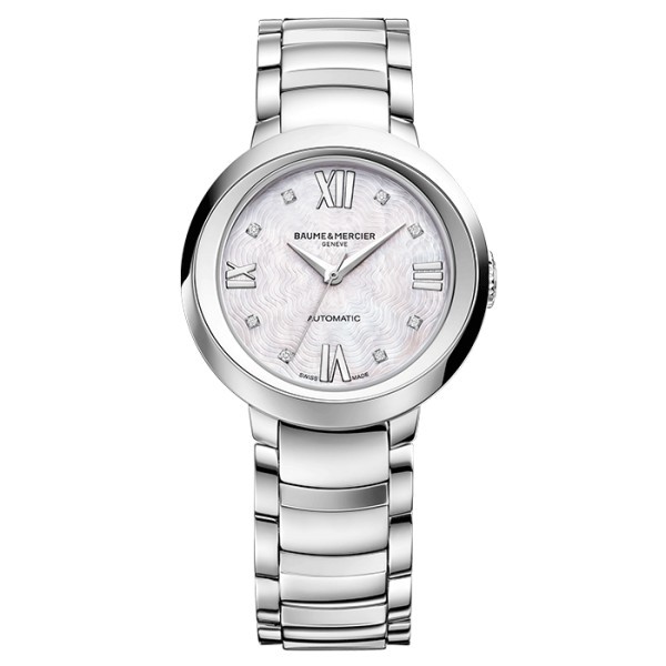Montre Baume et Mercier Promesse automatique cadran nacre index diamants et chiffres romains 30 mm