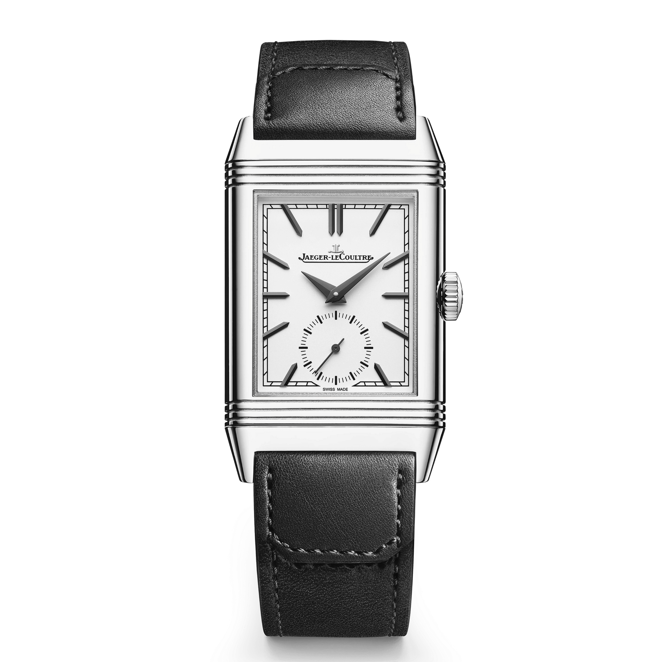 Montre Jaeger-LeCoultre Reverso Tribute Monoface Small Seconds remontage manuel cadran opalin bracelet cuir 45,6 x 27,4 mm