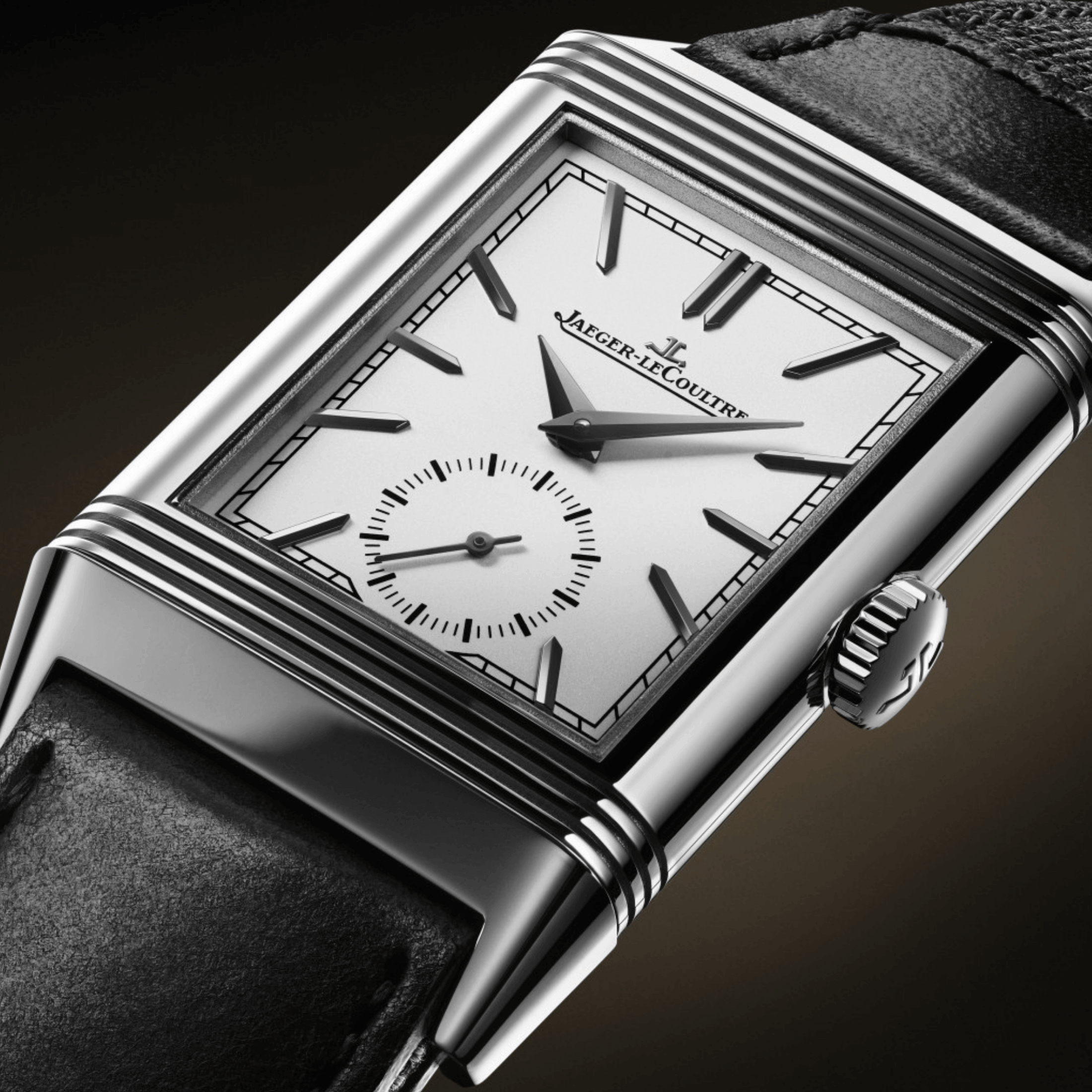 Montre Jaeger-LeCoultre Reverso Tribute Monoface Small Seconds remontage manuel cadran opalin bracelet cuir 45,6 x 27,4 mm