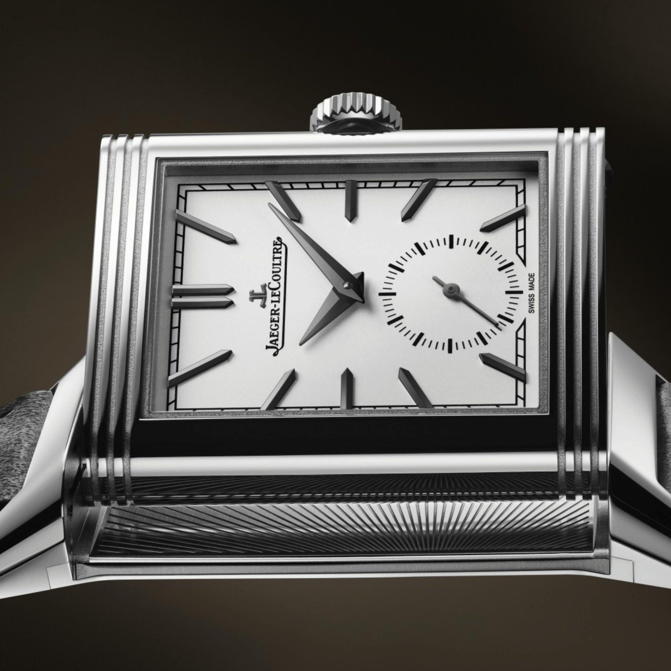 Montre Jaeger-LeCoultre Reverso Tribute Monoface Small Seconds remontage manuel cadran opalin bracelet cuir 45,6 x 27,4 mm