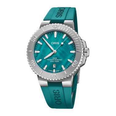 Montre Oris Aquis Date New York Harbor II automatique cadran nacre verte bracelets acier et caoutchouc 41,5 mm