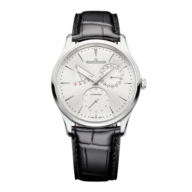 Montre Jaeger-LeCoultre Master Ultra Thin Power Reserve automatique cadran argent bracelet cuir noir 39 mm