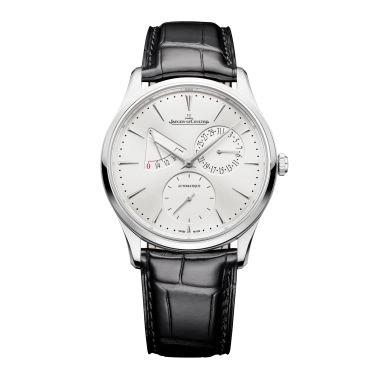 Montre Jaeger-LeCoultre Master Ultra Thin Power Reserve automatique cadran argent bracelet cuir noir 39 mm