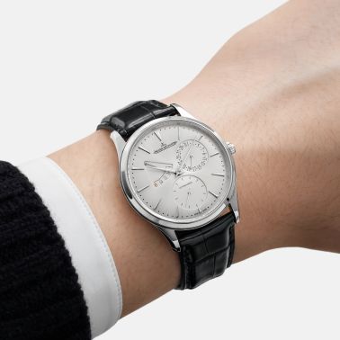 Jaeger-LeCoultre Master Ulra Thin Power Reserve automatic silver dial leather strap 39 mm