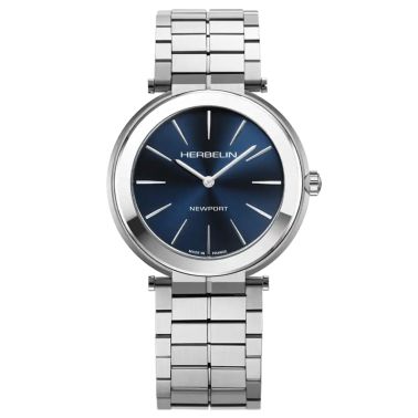 Herbelin Newport Slim quartz watch with blue dial and 40 mm steel bracelet