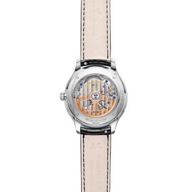 Montre Jaeger-LeCoultre Master Ultra Thin Moon automatique cadran argenté bracelet cuir noir 36 mm