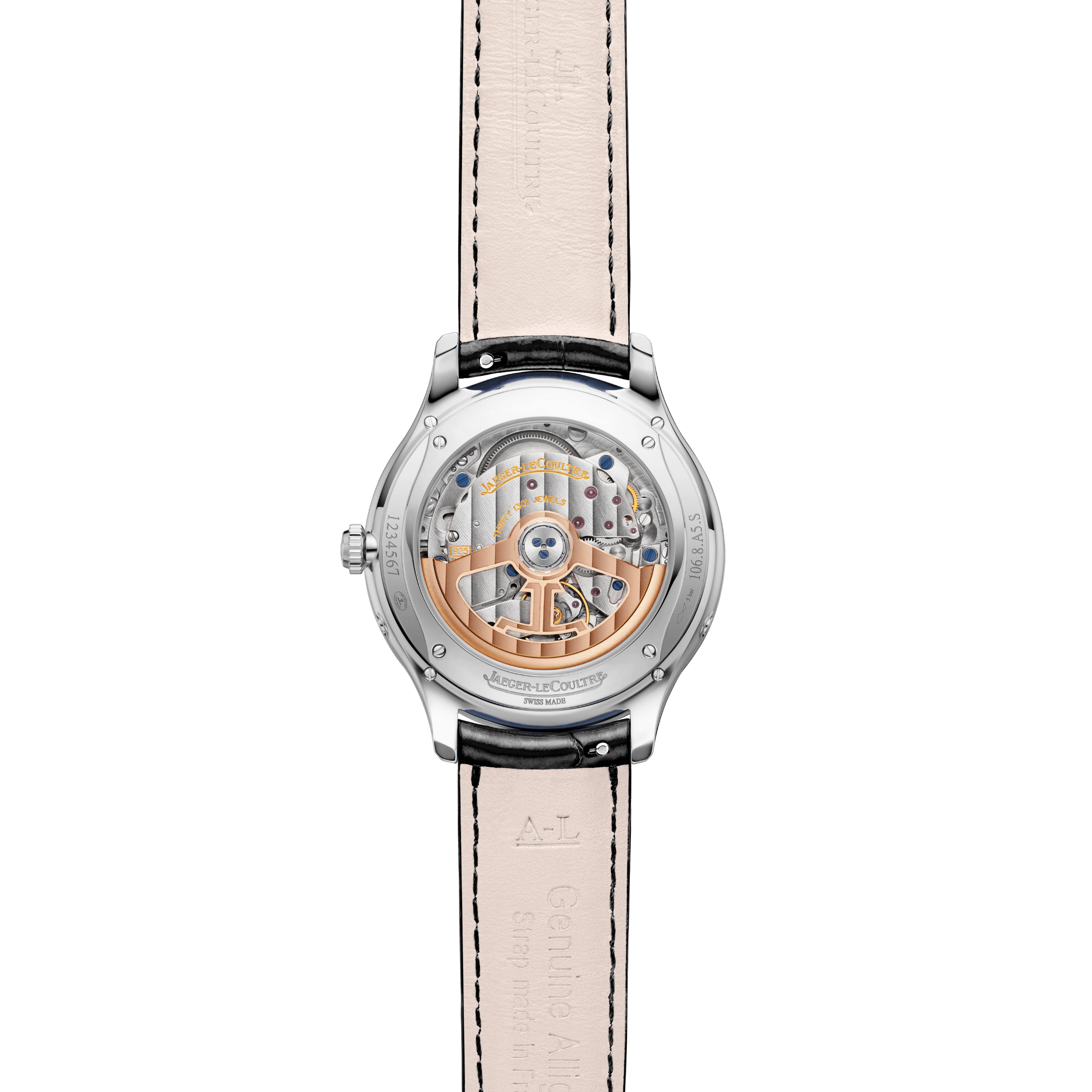 Montre Jaeger-LeCoultre Master Ultra Thin Moon automatique cadran argenté bracelet cuir noir 36 mm