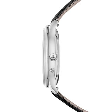 Jaeger-LeCoultre Master Ultra Thin Moon automatic silver dial black leather strap 36 mm