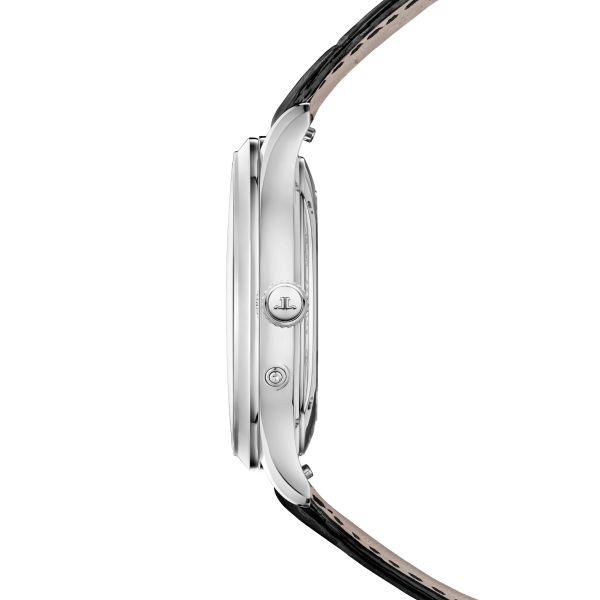 Jaeger-LeCoultre Master Ultra Thin Moon automatic silver dial black leather strap 36 mm