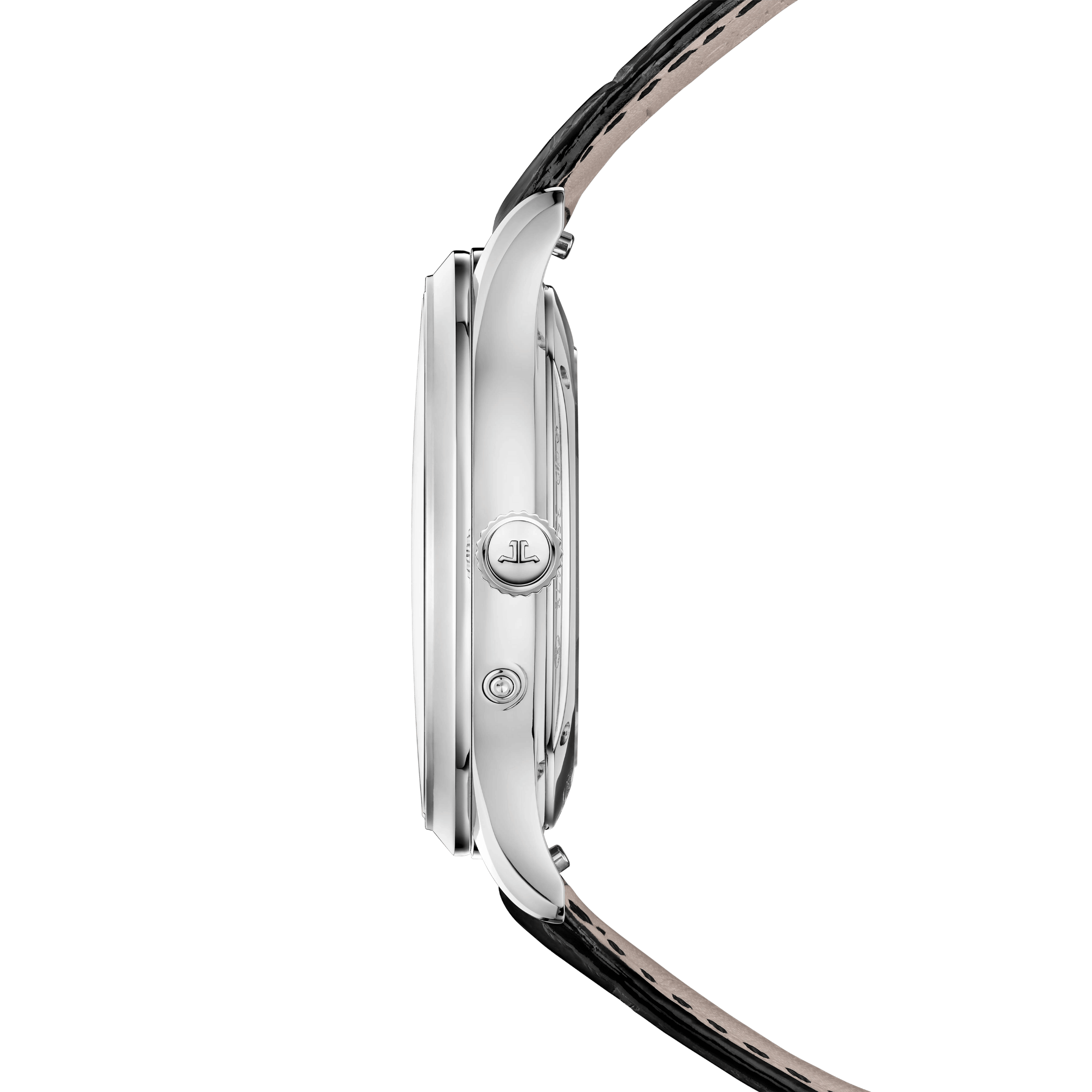 Jaeger-LeCoultre Master Ultra Thin Moon automatic silver dial black leather strap 36 mm