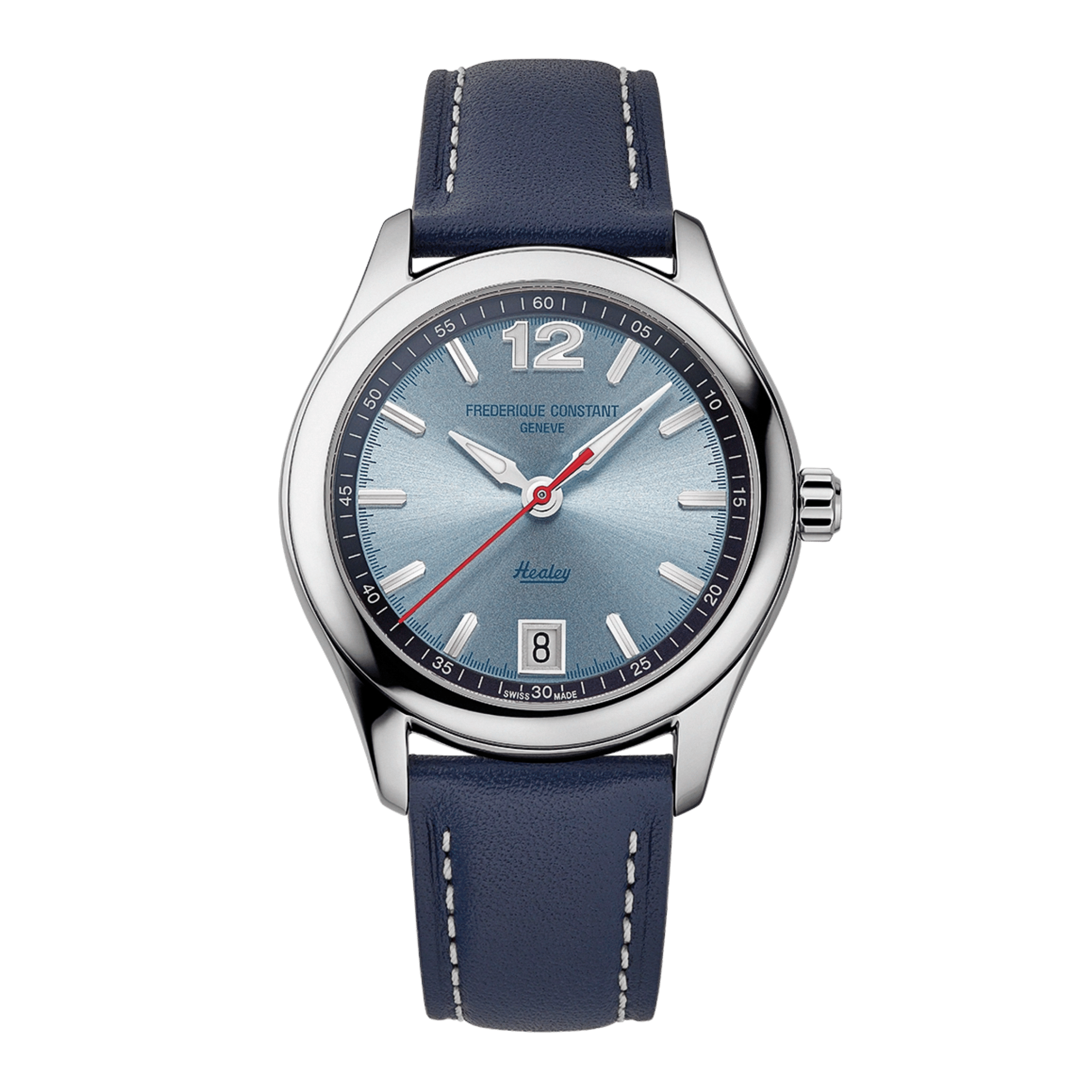 Montre Frédérique Constant Vintage Rally Healey Automatique cadran bleu bracelet cuir 36 mm