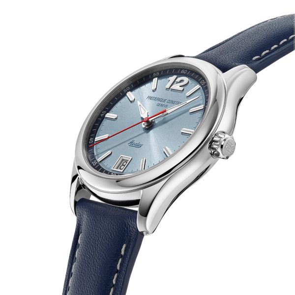 Montre Frédérique Constant Vintage Rally Healey Automatique cadran bleu bracelet cuir 36 mm