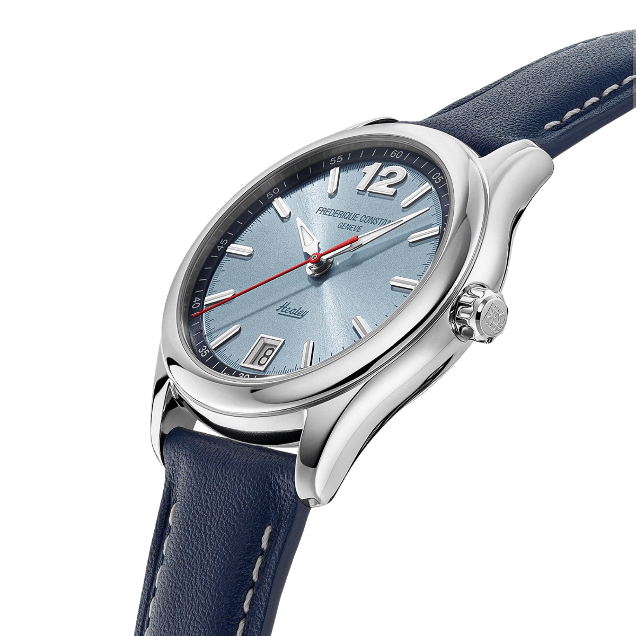 Montre Frédérique Constant Vintage Rally Healey Automatique cadran bleu bracelet cuir 36 mm