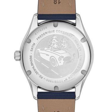 Montre Frédérique Constant Vintage Rally Healey Automatique cadran bleu bracelet cuir 36 mm