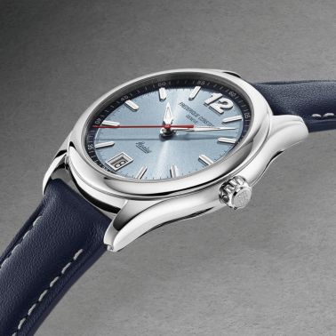 Montre Frédérique Constant Vintage Rally Healey Automatique cadran bleu bracelet cuir 36 mm