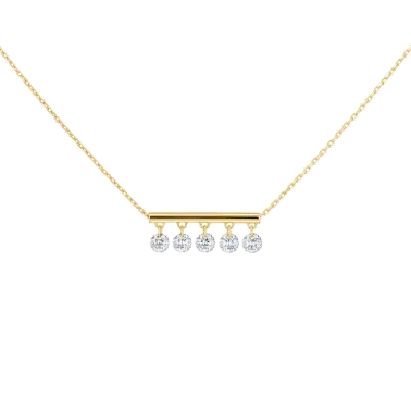 Collier La Brune et La Blonde Pampilles en or jaune 5 diamants taille brillant 0,50 carat - Soldat