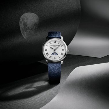 Frédérique Constant Classics Slimline Ladies Moonphase quartz silver dial leather strap 30 mm