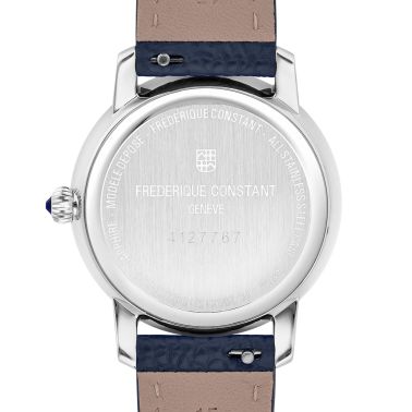 Montre Frédérique Constant Classics Slimline Ladies Moonphase quartz cadran argenté bracelet cuir 30 mm