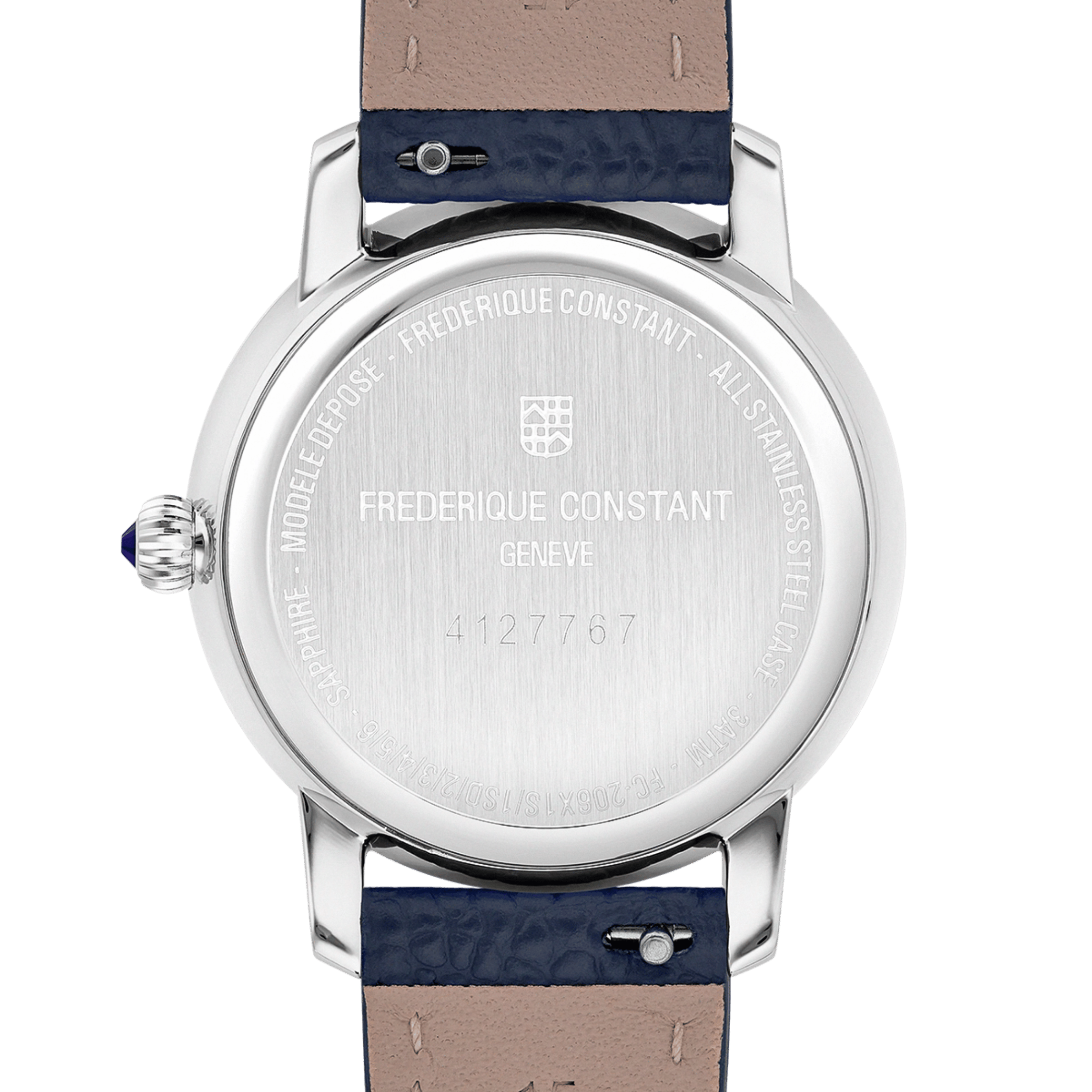 Montre Frédérique Constant Classics Slimline Ladies Moonphase quartz cadran argenté bracelet cuir 30 mm
