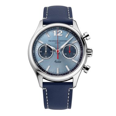 Frederique Constant Vintage Rally Healey Chronograph automatic blue dial leather strap 42 mm