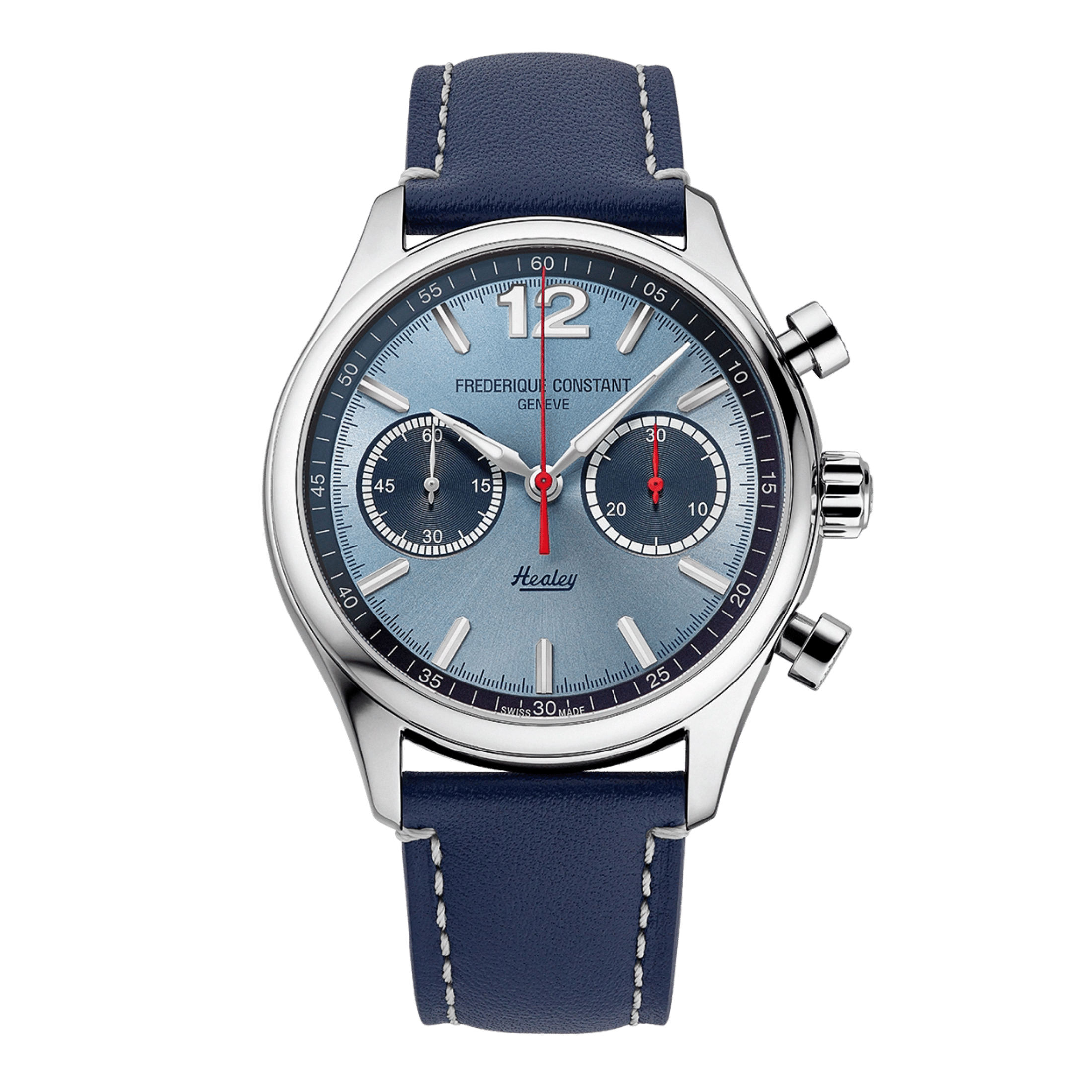 Frederique Constant Vintage Rally Healey Chronograph automatic blue dial leather strap 42 mm